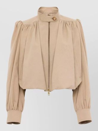 Chlo&eacute; cotton gathered cropped jacket