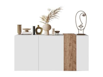 Vente-Unique 3 - Door Buffet - White & Light Natural - CAYNO in Light Oak