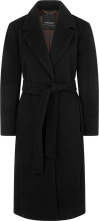 Marc Cain Lange wollen jas - Dames - Jas met riem - Zwart - 2XL - Wol - Jassen
