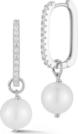 Sphera Milano Cultured Freshwater Pearl Hoop Earrings in Silver at Nordstrom Rack