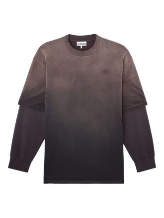 Ganni Felpa con logo - Marrone