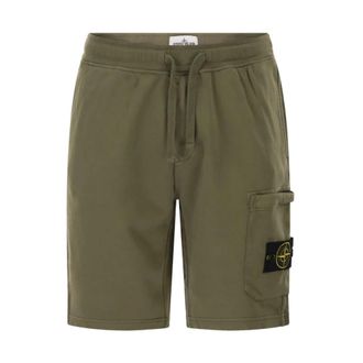 Stone Island Casual Shorts, male, Green, Size: M Felpa Bermuda