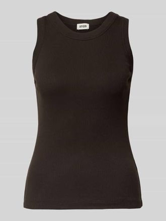 Drykorn Drykorn Slim Fit Top mit Rundhalsausschnitt Modell Olina in Dunkelbraun, Gr&ouml;&szlig;e XL