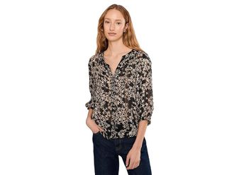 Vince Camuto Raglan Sleeve Button Down Blouse Womens Clothing Rich Black : MD, Down/Polyester
