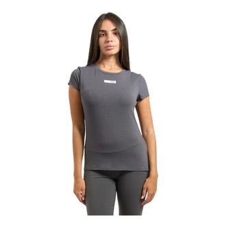 Emporio Armani Tops, Dames, Grijs, XS, Grijze T-shirts en Polos met Logo Tape