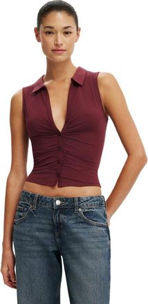 Cotton On Womens Gathered Front Polo in Sour Cherry at Nordstrom, Size Xx-Small