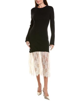 Ellen Tracy Sheer Lace Midi Sweaterdress