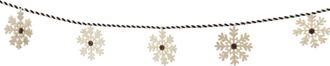 Melrose International Fabric Snowflake Garland (Set of 2) - Black, White