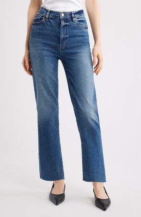 Frame Denim Le Sleek Stretch Straight Leg Jeans in Daylily Raw Fray at Nordstrom, Size 23