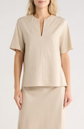 Vince Easy Split Neck Top in Cobblestone at Nordstrom Rack, Size X-Large