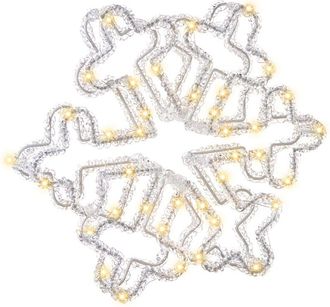 Beliani Decoraci&oacute;n De Exterior Led De Navidad Accesorio Luces Led Forma De Copo De Nieve Iluminaci&oacute;n Blanco Silveran