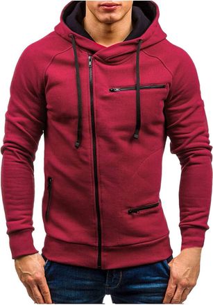 Generic Mens Hoodie Sweatshirt - Full Zip Up Hoody Long Sleeve Zipper Pockets Hooded Jacket Pullover Sportswear Gym Hoodies Running Jacket Casual Outdoor Spor