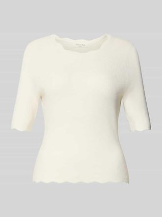 Christian Berg Strickshirt aus Viskose-Mix mit R&uuml;schenkragen in Offwhite, Gr&ouml;&szlig;e XXL