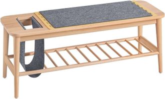 SoBuy Banco Zapatero De Entrada Banco De Almacenamiento Con 1 Estante Abierto Y 1 Bolsillo Lateral Color Madera 110 X 37 X 44 Cm Hfsr02-n Sobuy Es