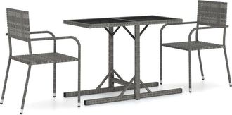 vidaXL Juego De Comedor Para Jard&iacute;n 3 Piezas Gris Vidaxl