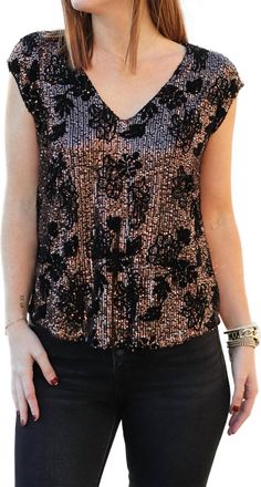 Dear John Denim Yanis Sequin Top In Rose Gold