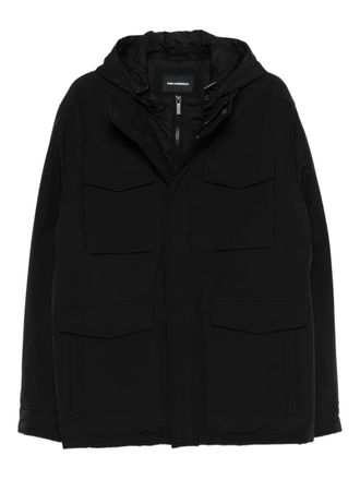Karl Lagerfeld flap-pocket hooded jacket - Black