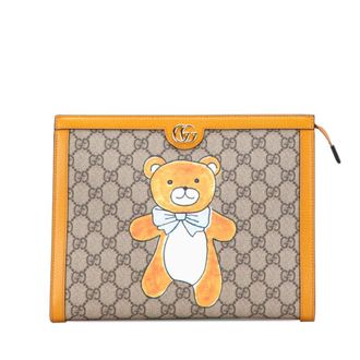 Gucci Beige Orange Pvc Leather Clutch Bag (Pre-Owned)