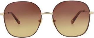 Chlo&eacute; 59mm Square Sunglasses in Gold Gold Brown at Nordstrom Rack