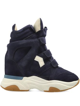 Isabel Marant Balskee touch-strap sneakers - women - Calf Suede/Calf Leather/Rubber - 36 - Blue