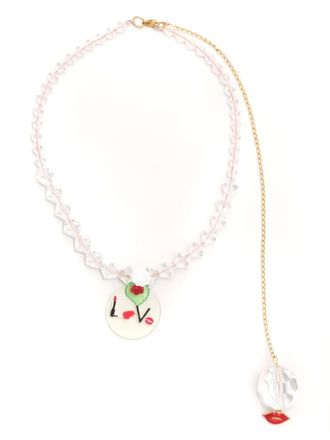 Amir Slama pendant beaded necklace - Neutrals