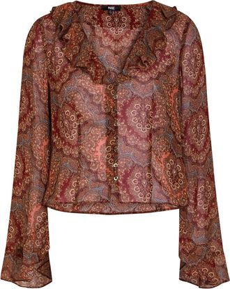 Paige Eve Printed Silk-chiffon Blouse - Multicoloured - S (UK8-10 / S)