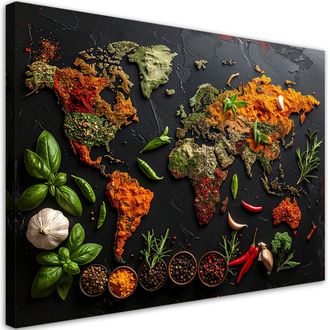 Feeby Cuadro Sobre Lienzo, Especias Y Hierbas Del Mundo, 120x80