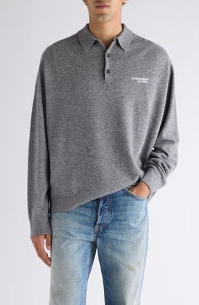 Acne Studios Kluxey Light Richard Yak Hair & Wool Polo Sweater in Dark Grey at Nordstrom, Size X-Large