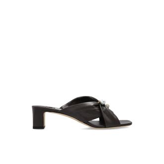 Jimmy Choo London Rafi 45 Heeled Mules - Dames - Muiltjes - Bruin - 36 EU - Leer - Schoenen