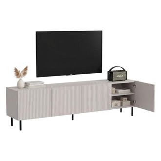 Dmora Mueble De Tv Priocca, Aparador De Sal&oacute;n Con Cuatro Puertas Batientes, Elevado, 200x42 H52 Cm, Beige