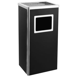 vidaXL Papelera Con Cenicero De Acero Negro 45 L Vidaxl