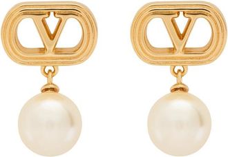 Valentino Garavani Ovalette Vlogo Swarovski Pearl-embellished Earrings - One Size