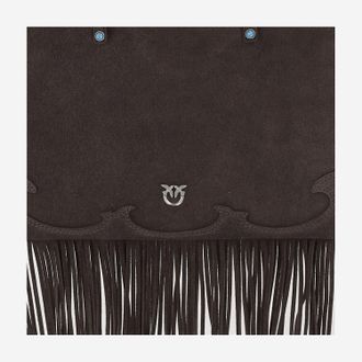 Pinko Womens Suede Shopping Bag Brown Leather Tote