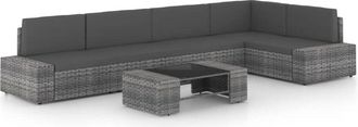 vidaXL Juego Muebles De Jard&iacute;n 6 Pzas Y Cojines Rat&aacute;n Sint&eacute;tico Gris Vidaxl