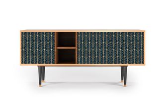 StoryZ Mueble de TV azul y amarillo 3 puertas L 150 cm