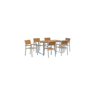 vidaXL Garden Dining Set 7 pcs Grey and brown 140 x 80 x 75 cm Vidaxl