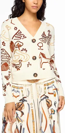 Farm Rio Womens Cornelli rustic embroidery Cardigan Sweater