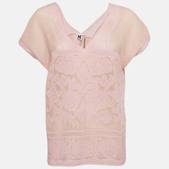 M Missoni Pink Patterned Lurex Knit Top L