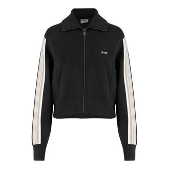 Autry Sudadera de Mezcla de Viscosa con Cremallera y Rayas Laterales - Sweatshirts & Hoodies - Mujer - Negro - XS