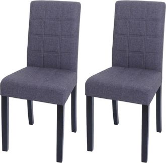 Hhg [NON UTILIZZATO] Set di 2 sedie da pranzo HHG-142b, sedia da cucina imbottita con schienale, stoffa/tessuto (280 g/m²), grigio scuro