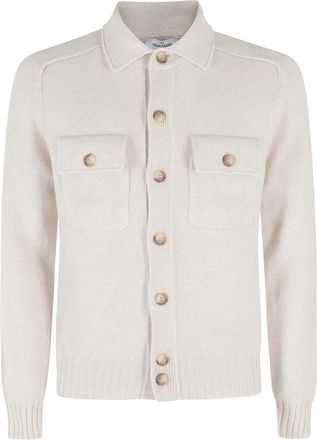 Gran Sasso Bottoni Lana Geelone Cardigan - Heren - Truien - Beige - Maat: M Zijde