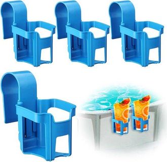 OEM Paquete De 4 Portavasos Multifuncionales Para Piscina, Soporte Colgante Para Vasos De Agua, Antiderrames, Portavasos De Pl&aacute;stico (azul)