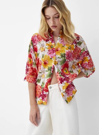 Icone Womens Lush bloom officer-collar shirt