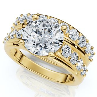 Pompeii3 Certified 2 1/2Ct Diamond Engagement Wedding Ring Set 14k Gold Lab Grown