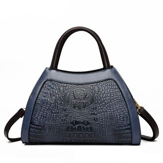 Generic Crocodile Satchel Handbags for Women Fashion Purses Top Handle Crossbody Bag Medium Ladies Tote Shoulder Bags (Blue)