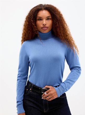Contemporaine Womens Buttoned-sleeve turtleneck sweater