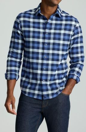 UNTUCKit Plenville Flannel Shirt in Navy at Nordstrom, Size X-Large