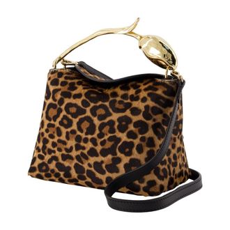 Erdem Womens Leopard-Print Calfskin Shoulder Bag Brown