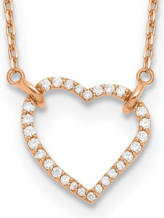 Diamond2Deal 14k Gold 1/5 Ct Lab Grown Diamond Heart Pendant Necklace 18 Clarity VS, Color D-E