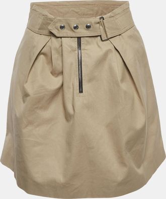 Sandro Beige Gabardine Belt Detail Mini Skirt